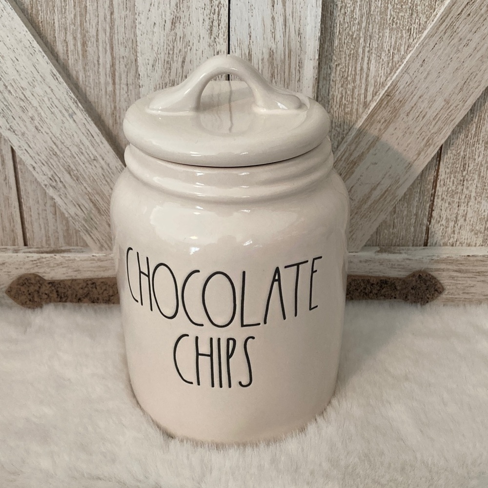 Rae Dunn Baby Size Ceramic Chocolate Chips Jar